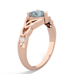 Aquamarine Claddagh Celtic Knot Diamond 14K Rose Gold ring R5001