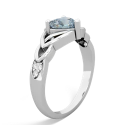 Aquamarine Claddagh Celtic Knot Diamond 14K White Gold ring R5001