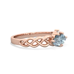 Aquamarine Heart To Heart Braid 14K Rose Gold ring R5870