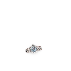 Thumbnail for Aquamarine Claddagh Celtic Knot 14K White Gold ring R2367 - profile view