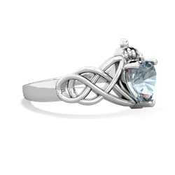 Thumbnail for Aquamarine Claddagh Celtic Knot 14K White Gold ring R2367 - side view