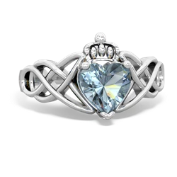 Thumbnail for Aquamarine Claddagh Celtic Knot 14K White Gold ring R2367 - front view