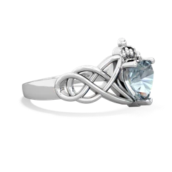 Aquamarine Claddagh Celtic Knot 14K White Gold ring R2367