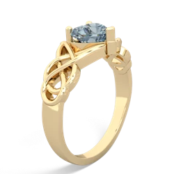 Aquamarine Claddagh Celtic Knot 14K Yellow Gold ring R2367