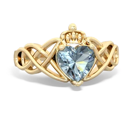 Aquamarine Claddagh Celtic Knot 14K Yellow Gold ring R2367