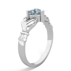 Aquamarine Claddagh 14K White Gold ring R2370