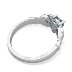 Aquamarine Claddagh 14K White Gold ring R2370