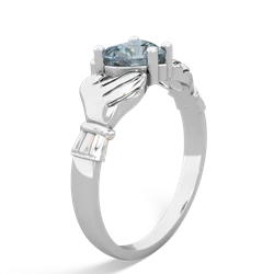 Aquamarine Claddagh Diamond Crown 14K White Gold ring R2372