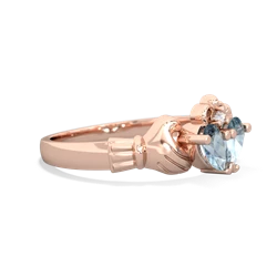 Aquamarine 'Our Heart' Claddagh 14K Rose Gold ring R2388