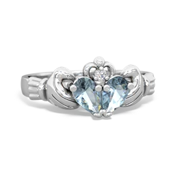 Aquamarine 'Our Heart' Claddagh 14K White Gold ring R2388