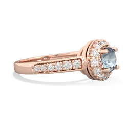 Aquamarine Diamond Halo 14K Rose Gold ring R5370