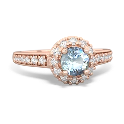 Aquamarine Diamond Halo 14K Rose Gold ring R5370