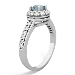 Aquamarine Diamond Halo 14K White Gold ring R5370