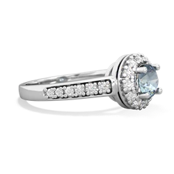 Aquamarine Diamond Halo 14K White Gold ring R5370