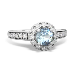 Aquamarine Diamond Halo 14K White Gold ring R5370