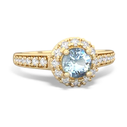 Aquamarine Diamond Halo 14K Yellow Gold ring R5370