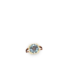 Thumbnail for Aquamarine Halo Cocktail 14K Yellow Gold ring R2498 - profile view