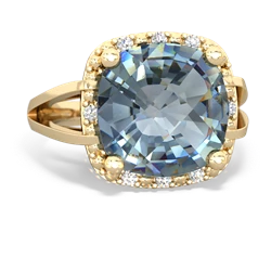 Thumbnail for Aquamarine Halo Cocktail 14K Yellow Gold ring R2498 - front view