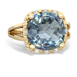 Aquamarine Art Deco Cocktail 14K Yellow Gold ring R2498