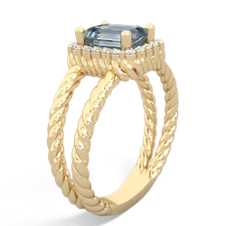 Aquamarine Rope Split Band 14K Yellow Gold ring R2628