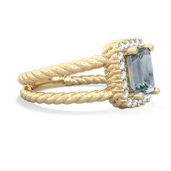 Thumbnail for Aquamarine Rope Split Band 14K Yellow Gold ring R2628 - hand 1 view