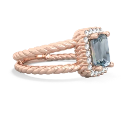 Aquamarine Rope Split Band 14K Rose Gold ring R2628