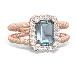 Aquamarine Rope Split Band 14K Rose Gold ring R2628