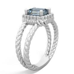 Aquamarine Rope Split Band 14K White Gold ring R2628