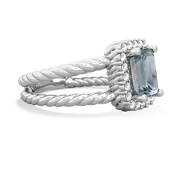 Aquamarine Rope Split Band 14K White Gold ring R2628