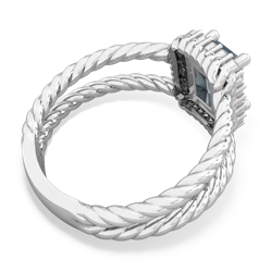 Aquamarine Rope Split Band 14K White Gold ring R2628