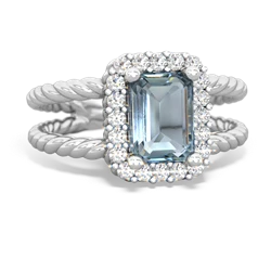 Aquamarine Rope Split Band 14K White Gold ring R2628