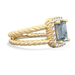 Aquamarine Rope Split Band 14K Yellow Gold ring R2628