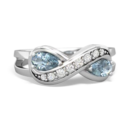 Aquamarine Diamond Infinity 14K White Gold ring R5390