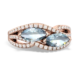 Aquamarine Diamond Rivers 14K Rose Gold ring R3070