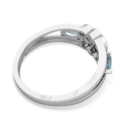 Aquamarine Hearts Intertwined 14K White Gold ring R5880