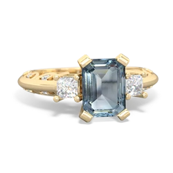 Aquamarine Art Deco Diamond 8X6 Emerald-Cut Engagement 14K Yellow Gold ring R20018EM