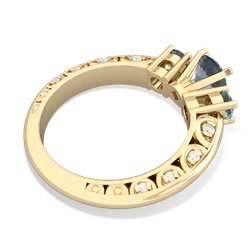 Aquamarine Art Deco Eternal Embrace Engagement 14K Yellow Gold ring C2003
