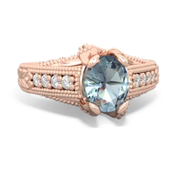 Thumbnail for Aquamarine Antique Style 14K Rose Gold ring R2028 - front view
