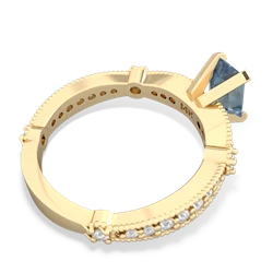 Thumbnail for Aquamarine Milgrain Antique Style 14K Yellow Gold ring R26297EM - top view