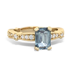 Thumbnail for Aquamarine Milgrain Antique Style 14K Yellow Gold ring R26297EM - front view