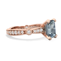 Aquamarine Sparkling Tiara 8X6 Emerald-Cut 14K Rose Gold ring R26298EM