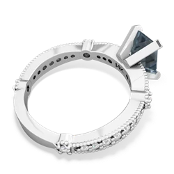 Thumbnail for Aquamarine Milgrain Antique Style 14K White Gold ring R26298EM - top view