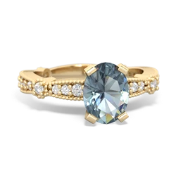 Thumbnail for Aquamarine Milgrain Antique Style 14K Yellow Gold ring R26298VL - front view