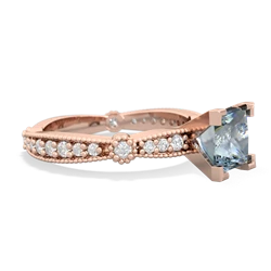 Aquamarine Sparkling Tiara 6Mm Princess 14K Rose Gold ring R26296SQ