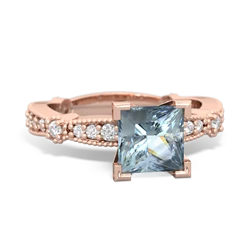 Aquamarine Sparkling Tiara 6Mm Princess 14K Rose Gold ring R26296SQ