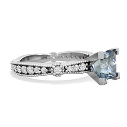 Aquamarine Sparkling Tiara 6Mm Princess 14K White Gold ring R26296SQ