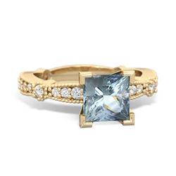 Aquamarine Sparkling Tiara 6Mm Princess 14K Yellow Gold ring R26296SQ