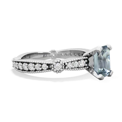 Aquamarine Sparkling Tiara 7X5mm Emerald-Cut 14K White Gold ring R26297EM