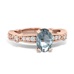 Aquamarine Sparkling Tiara 7X5mm Oval 14K Rose Gold ring R26297VL