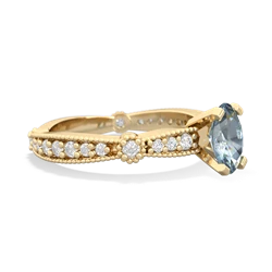 Aquamarine Sparkling Tiara 7X5mm Oval 14K Yellow Gold ring R26297VL